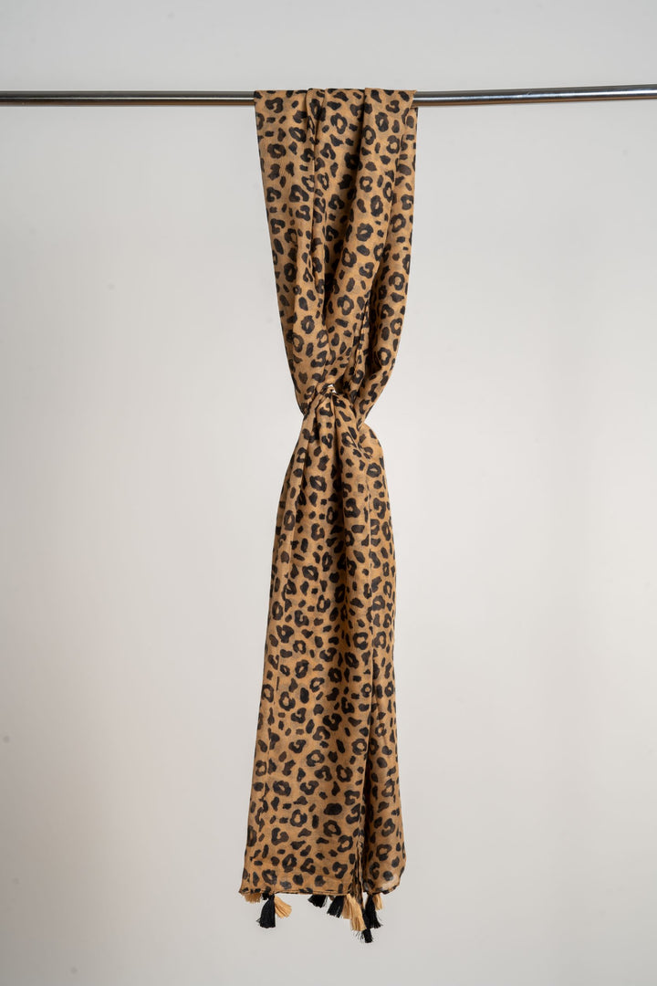 Cheetah Print Tassel Scarf | Printed Tassel Scarf | LELE Fashion