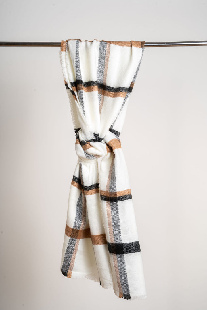 Cream Striped Scarf | Women's Striped Scarf | LELE Fashion