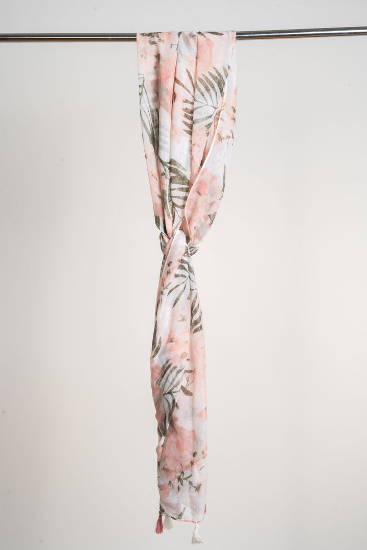 Tropical Tassel Scarf | Pink Floral Scarf | LELE Fashion