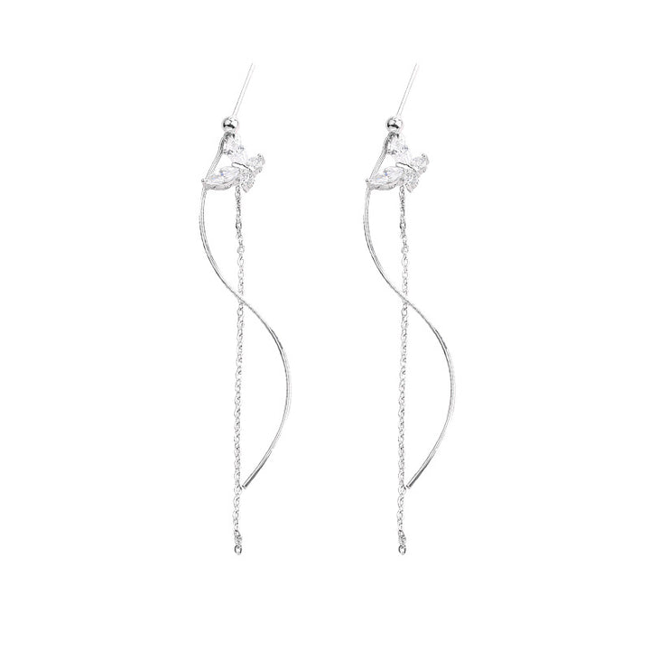 Butterfly Dangle Drop Sterling Silver Earrings