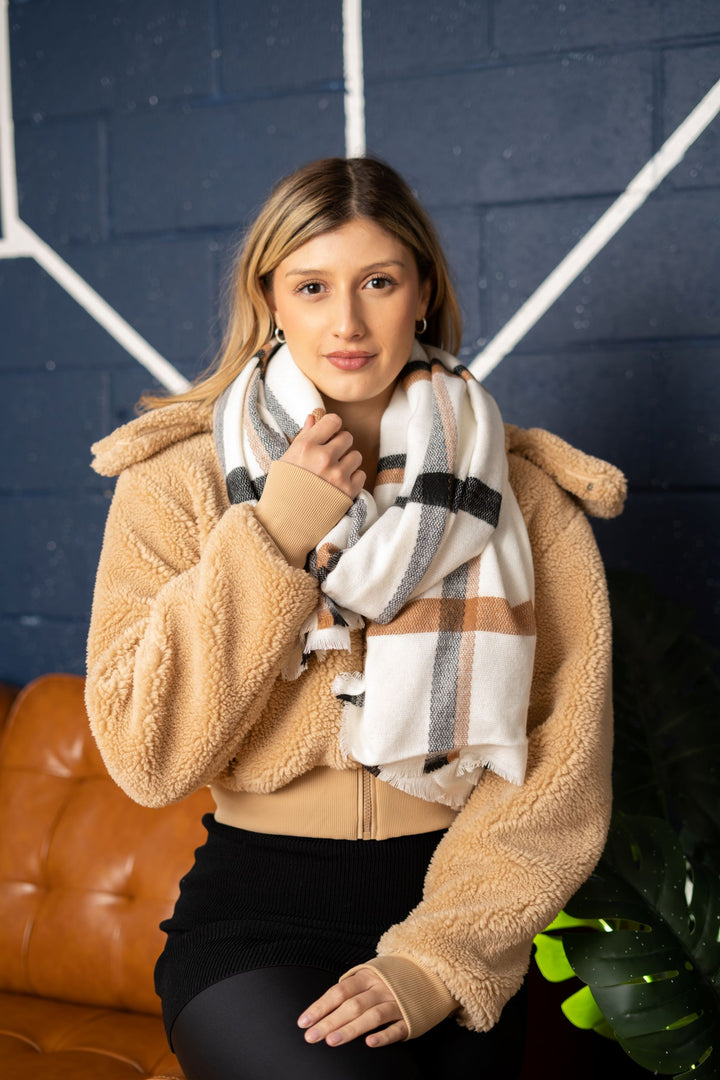 Cream Striped Scarf | Women's Striped Scarf | LELE Fashion