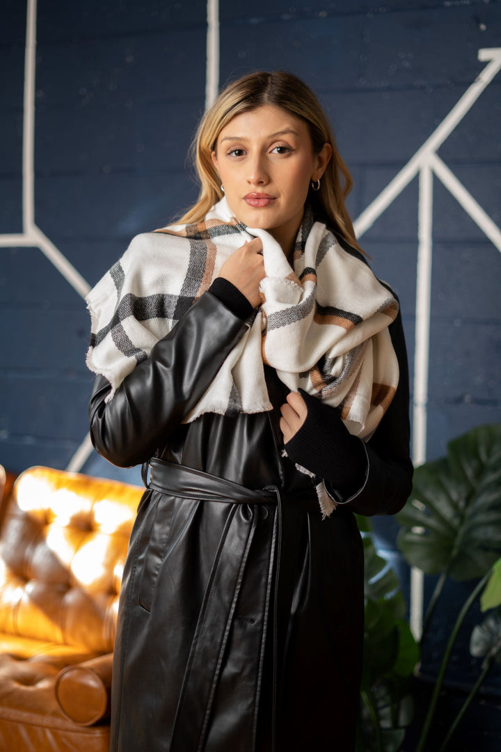 Cream Striped Scarf | Women's Striped Scarf | LELE Fashion