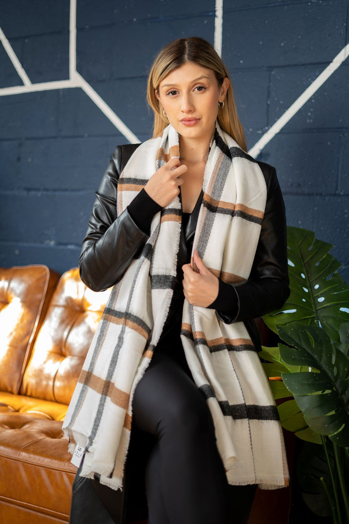 Cream Striped Scarf | Women's Striped Scarf | LELE Fashion