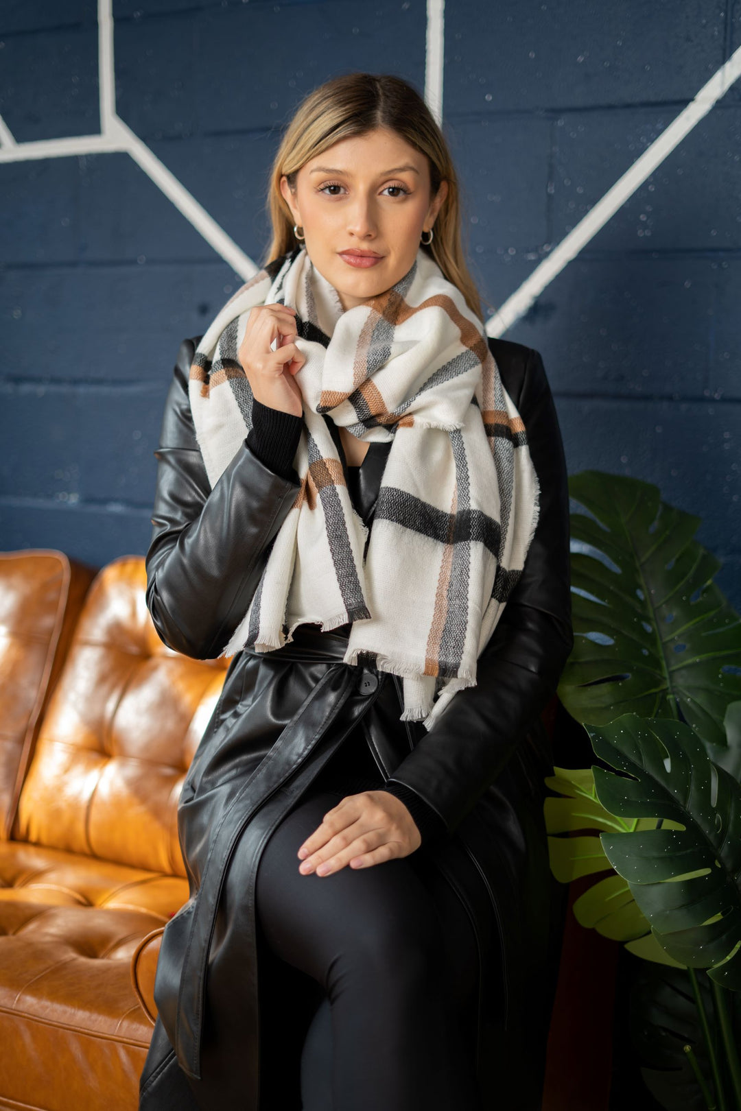 Cream Striped Scarf | Women's Striped Scarf | LELE Fashion