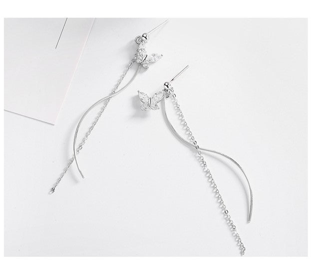 Butterfly Dangle Drop Sterling Silver Earrings