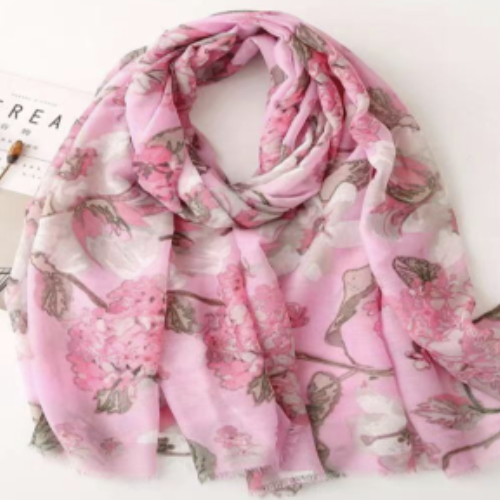 Pink & White Floral Scarf | LELE Fashion