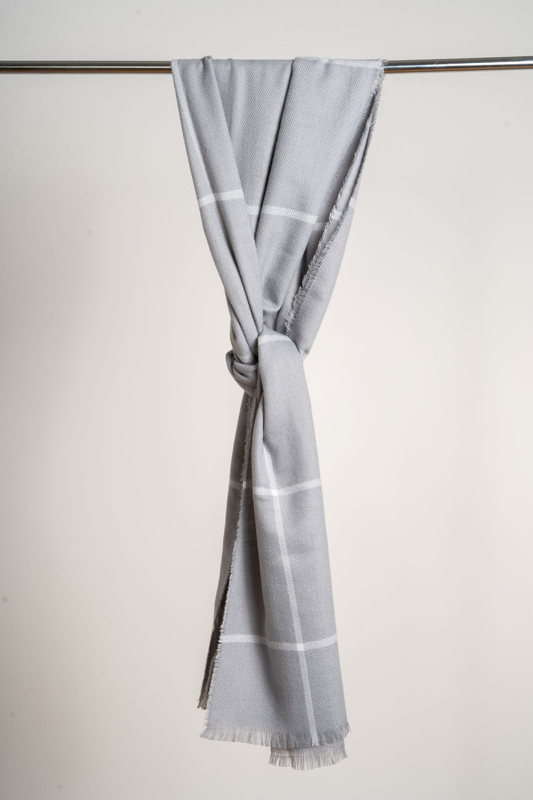 White & Grey Striped Scarf