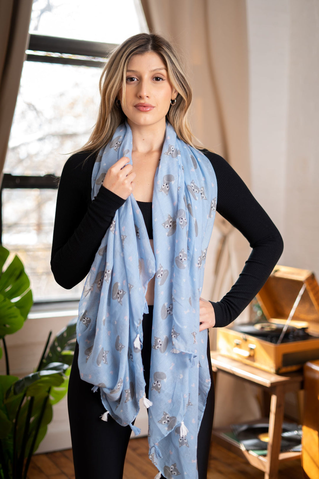 Fox Tassel Scarf | Pink Tassel Scarf | LELE Fashion